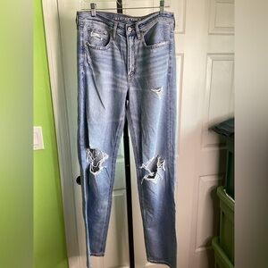 American Eagle Distressed Baggy Straight Jeans, size 6 Long